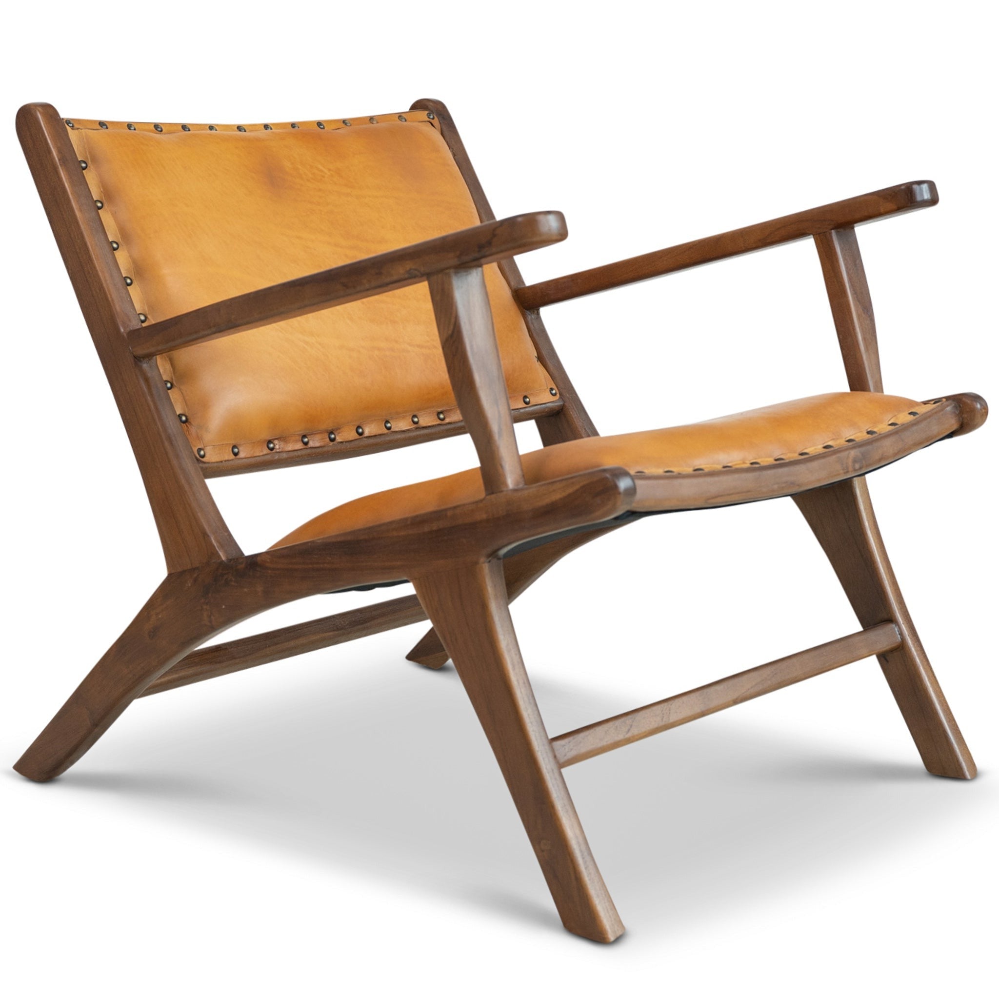 Makasar Tan Leather Arm Chair