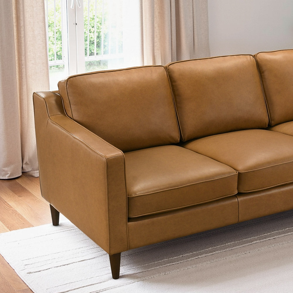 Manhattan Mid Century Modern Leather Sofa