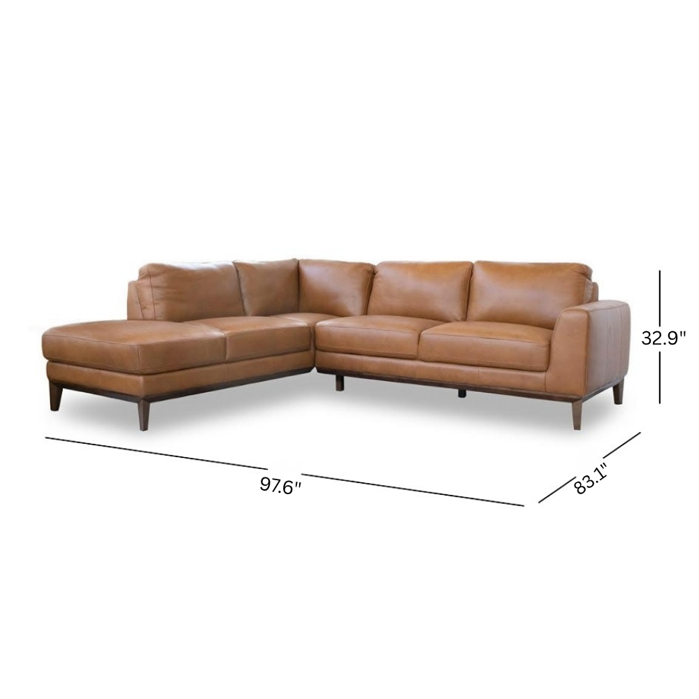 Mayfair Tan Leather Left Sectional Sofa