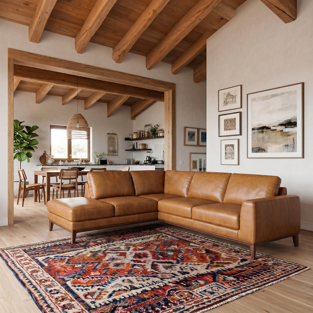 Mayfair Tan Leather Left Sectional Sofa