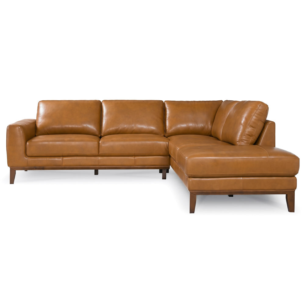 Mayfair Tan Leather Right Sectional Sofa