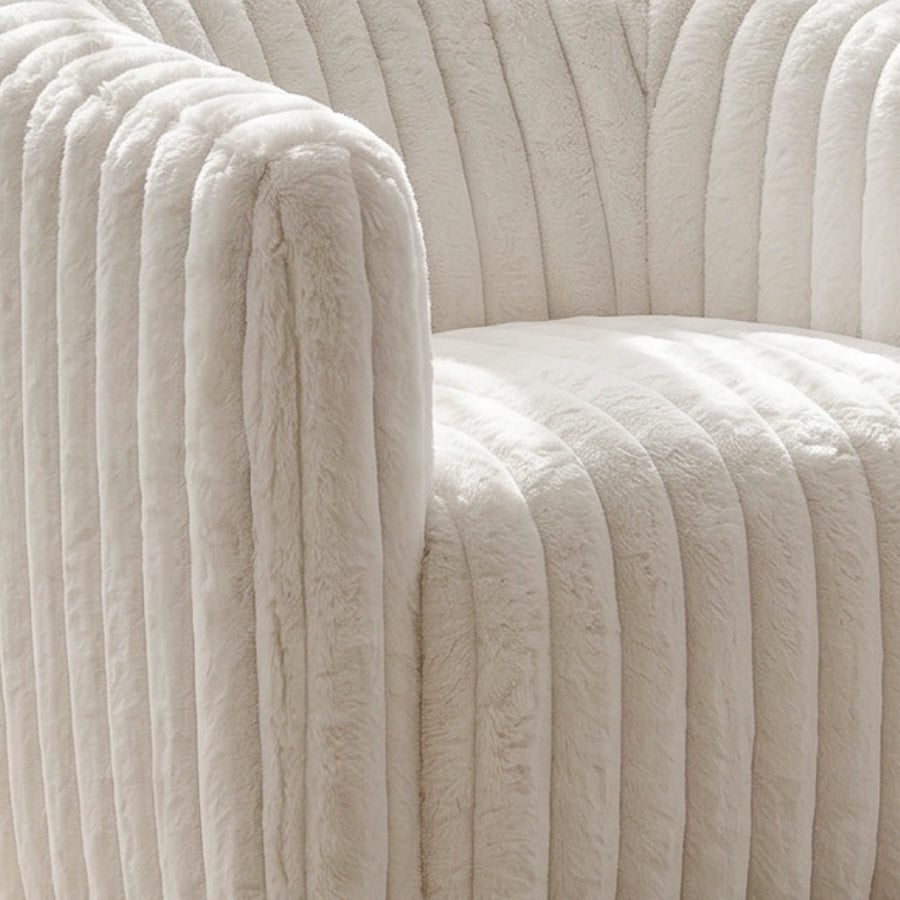 Mayfield White Soft Plush Fabric Swivel Chair