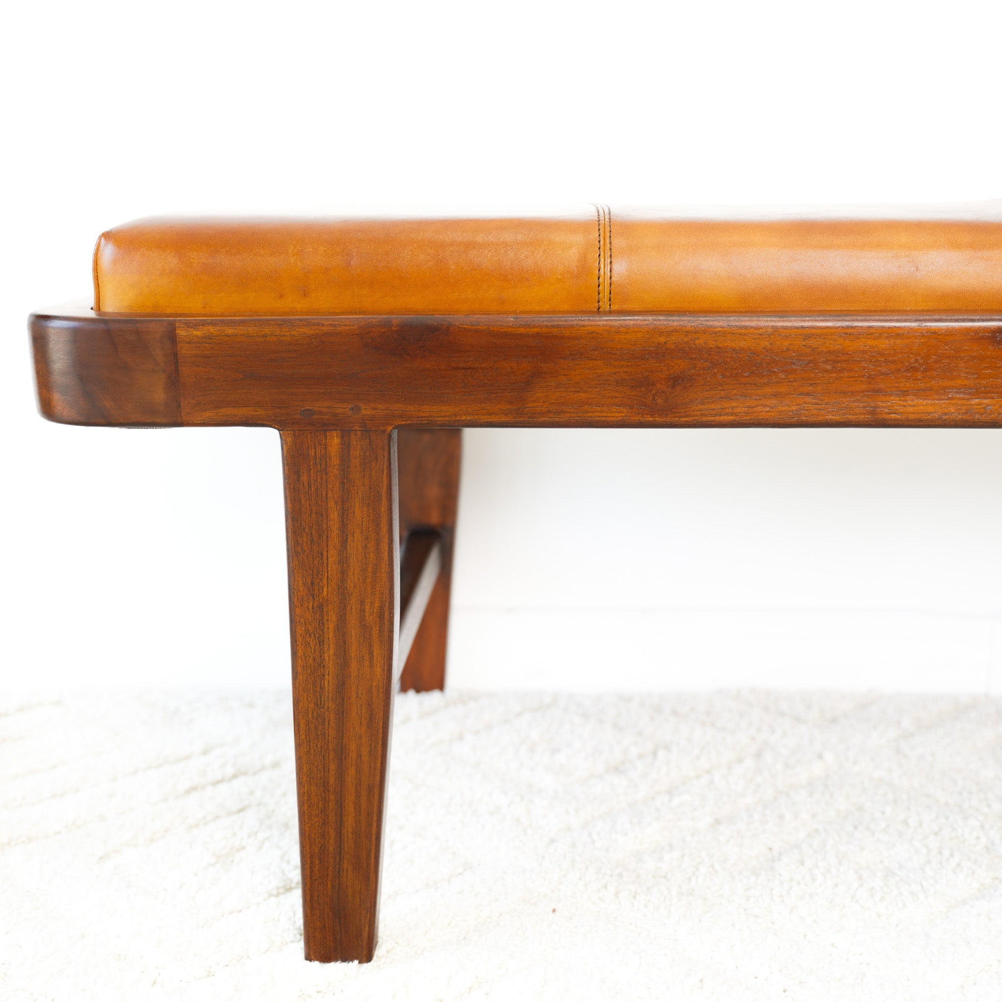 Maywood Tan Leather Bench