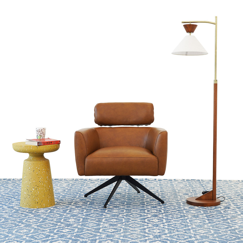 Megan Tan Leather Swivel Lounge Chair