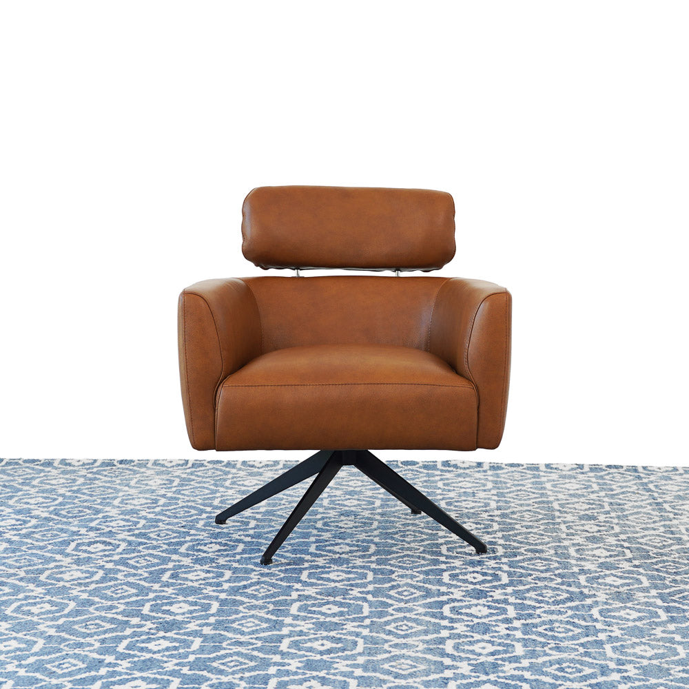 Megan Tan Leather Swivel Lounge Chair
