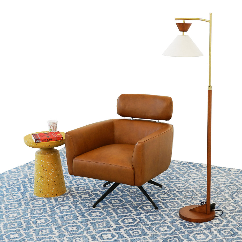 Megan Tan Leather Swivel Lounge Chair