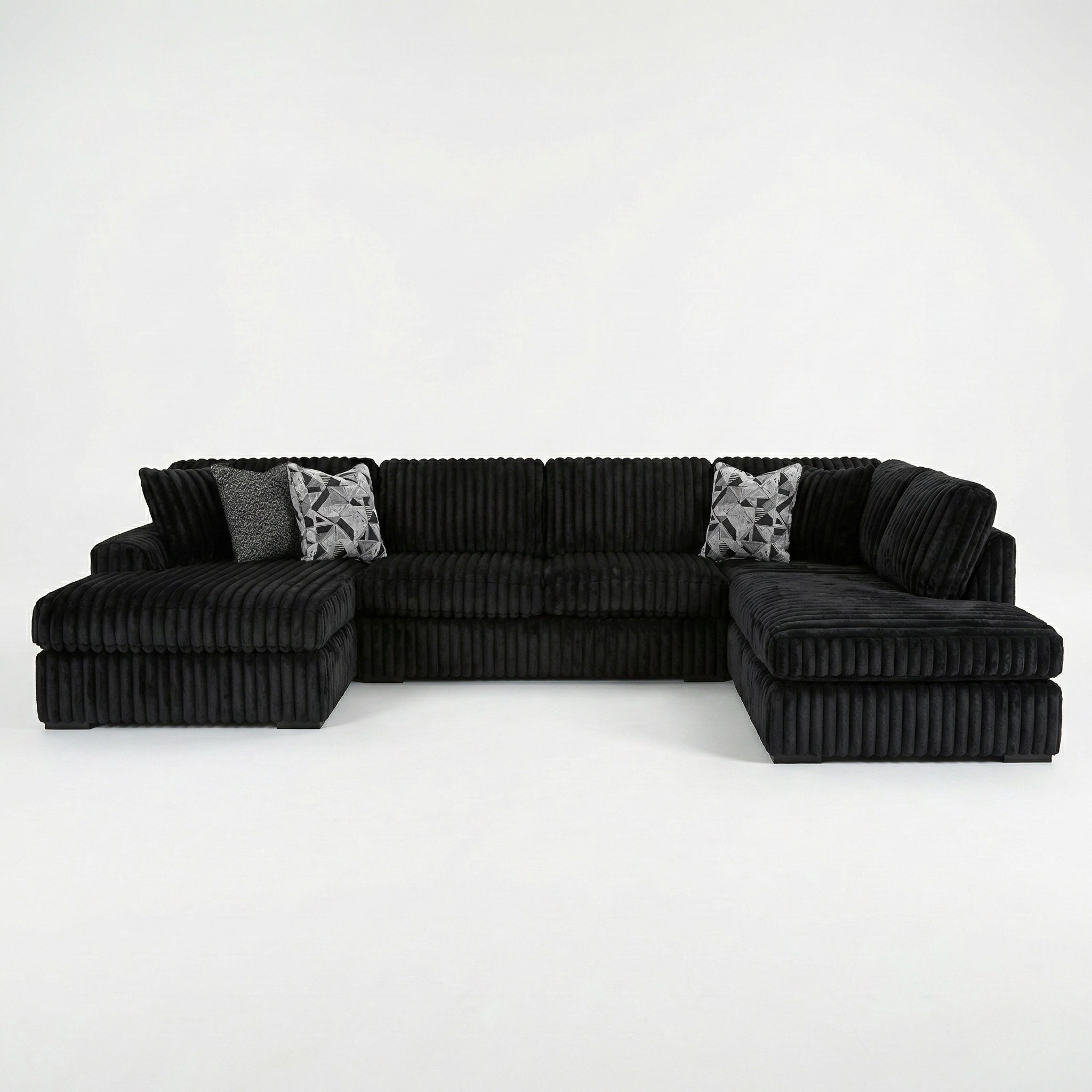 Midnight-Madness Corduroy Sectional with Chaise