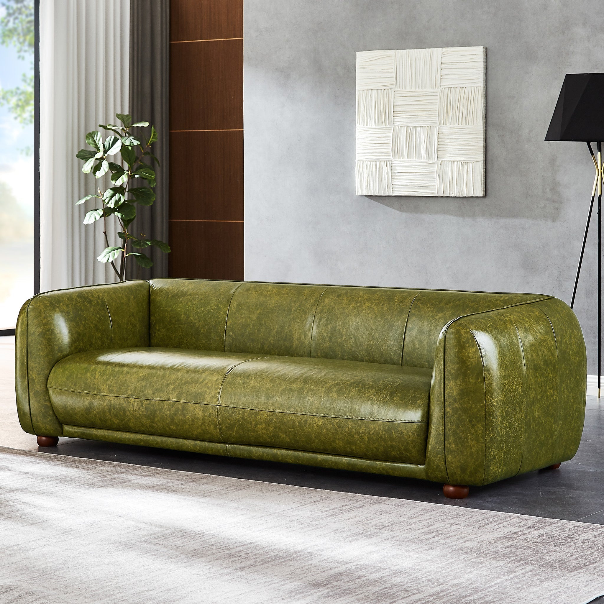 Miller Green Leather Sofa
