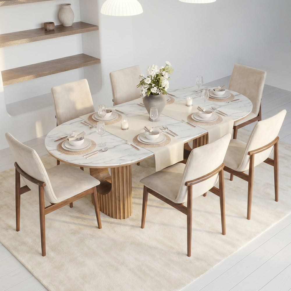 Moss Beige Velvet Dining Chair - Set of 2