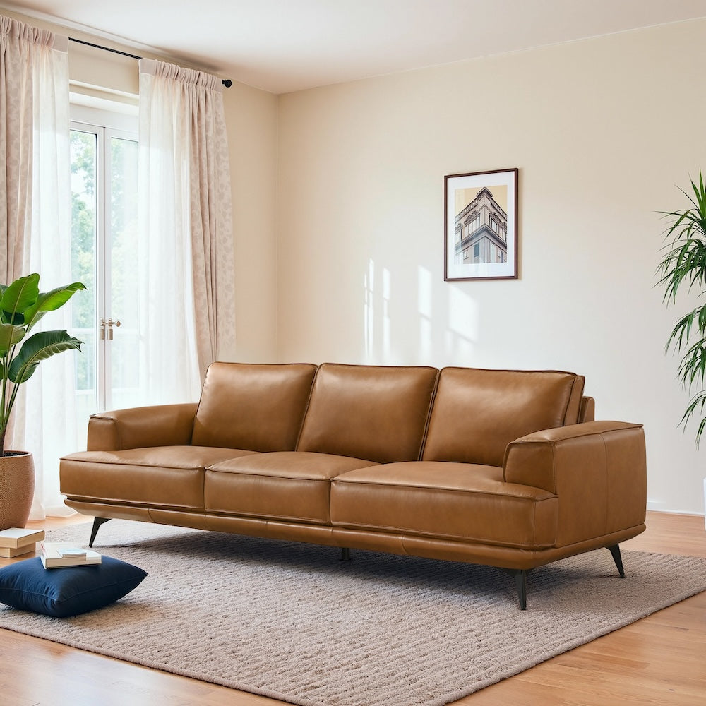 Nash Tan Leather Sofa