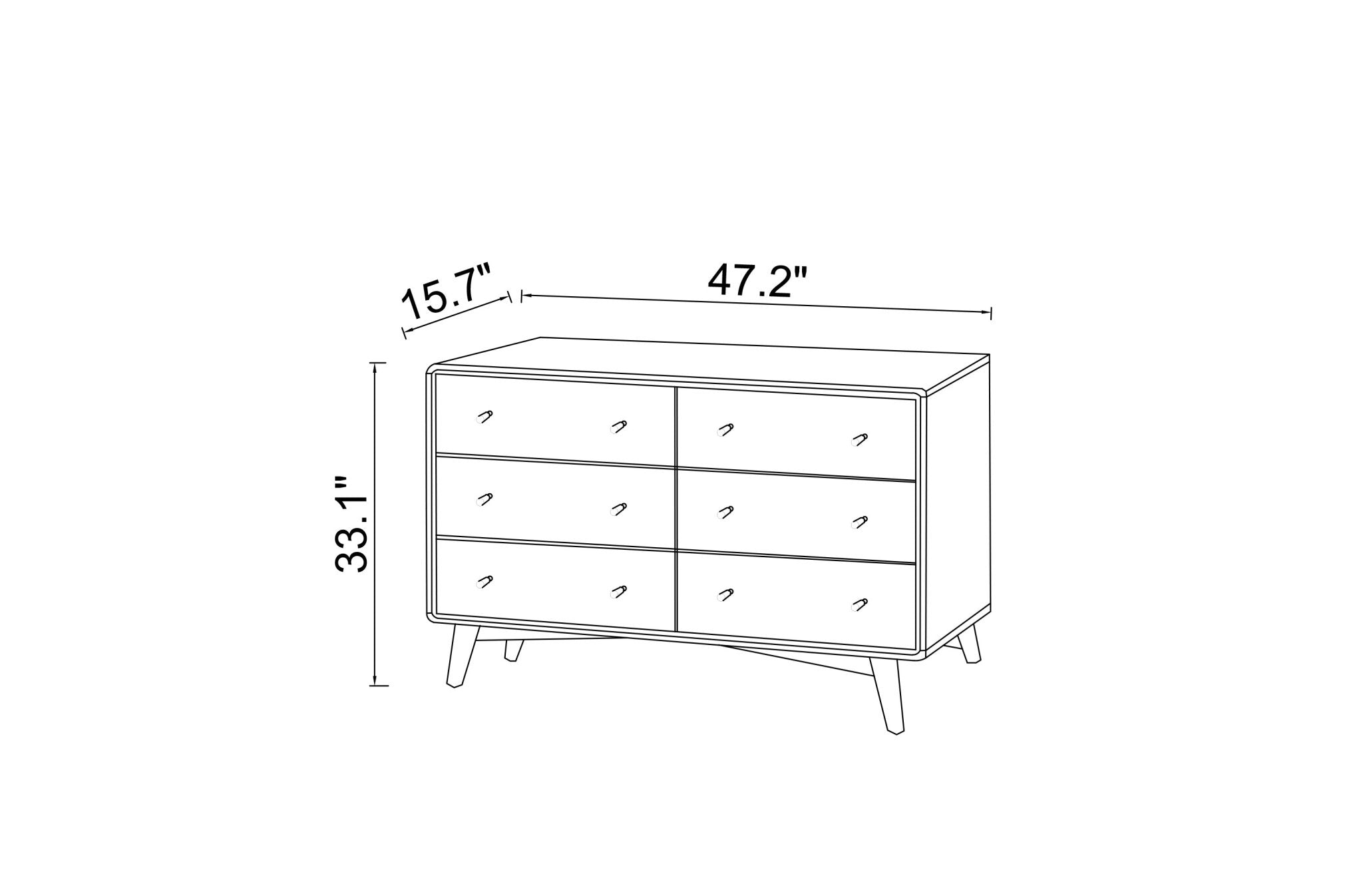 Noak White Mid Century Modern Dresser 6 Drawer