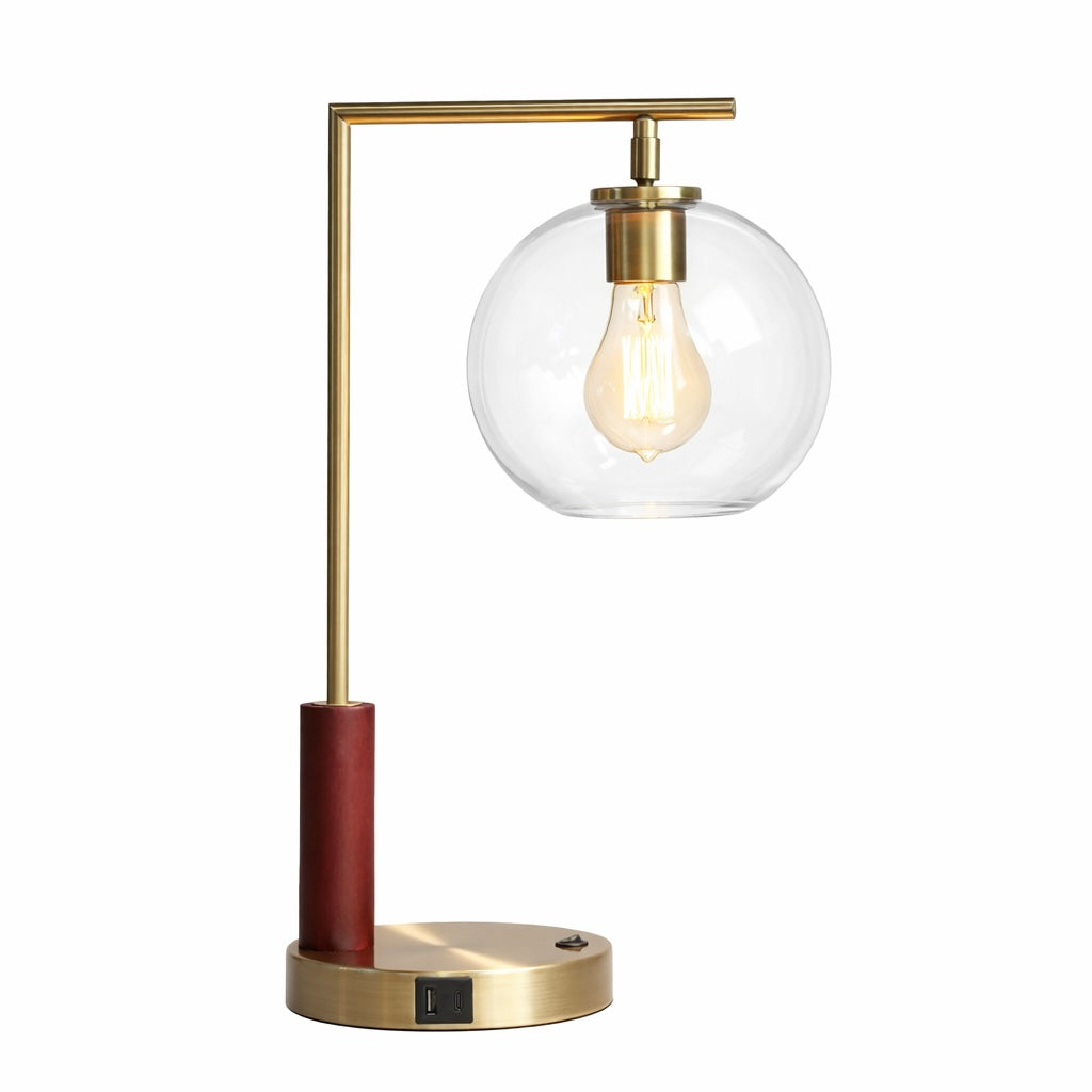 Orion Right Angle Glass Table Lamp - Bronze