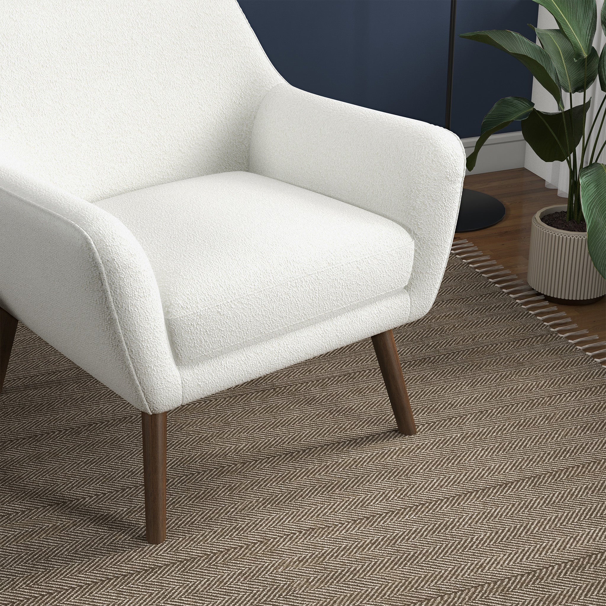Penny White Boucle Lounge Chair