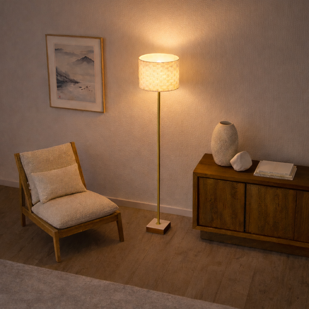 Pulsar Marble Base Floor Lamp - Dark Brown + White