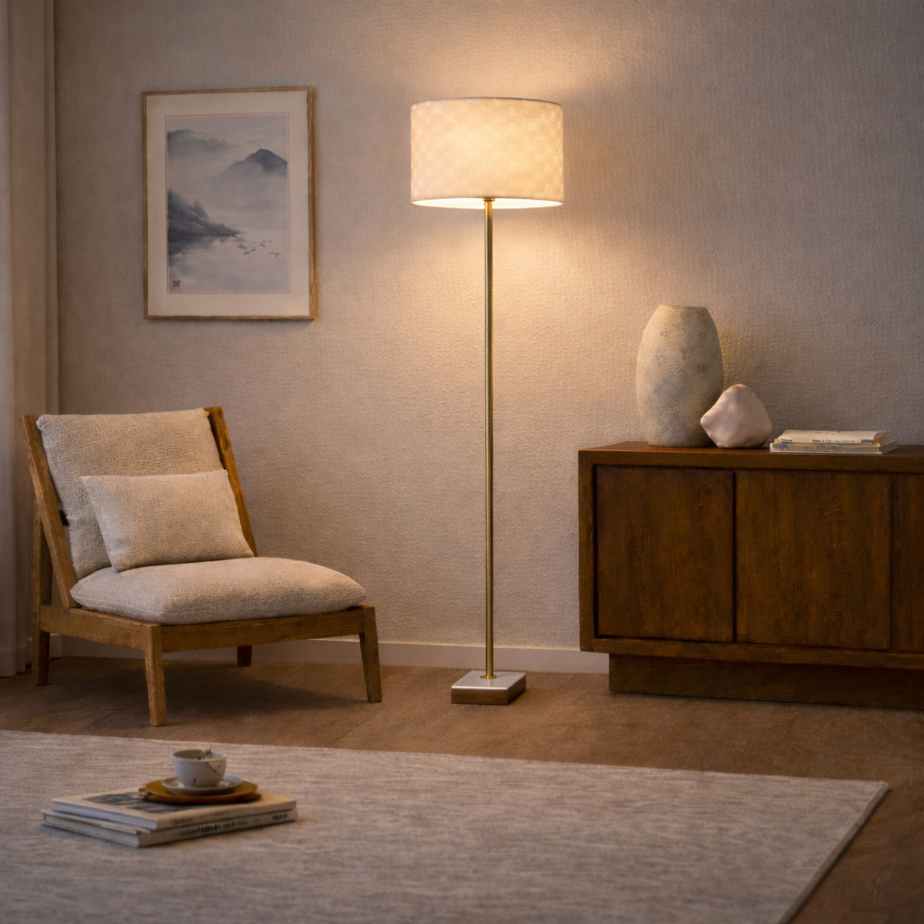 Pulsar Marble Base Floor Lamp - Dark Brown + White