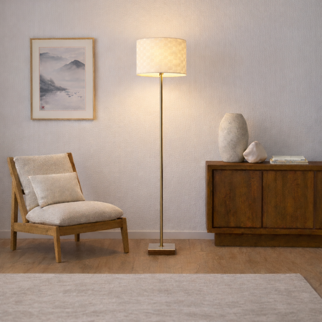 Pulsar Marble Base Floor Lamp - Dark Brown + White