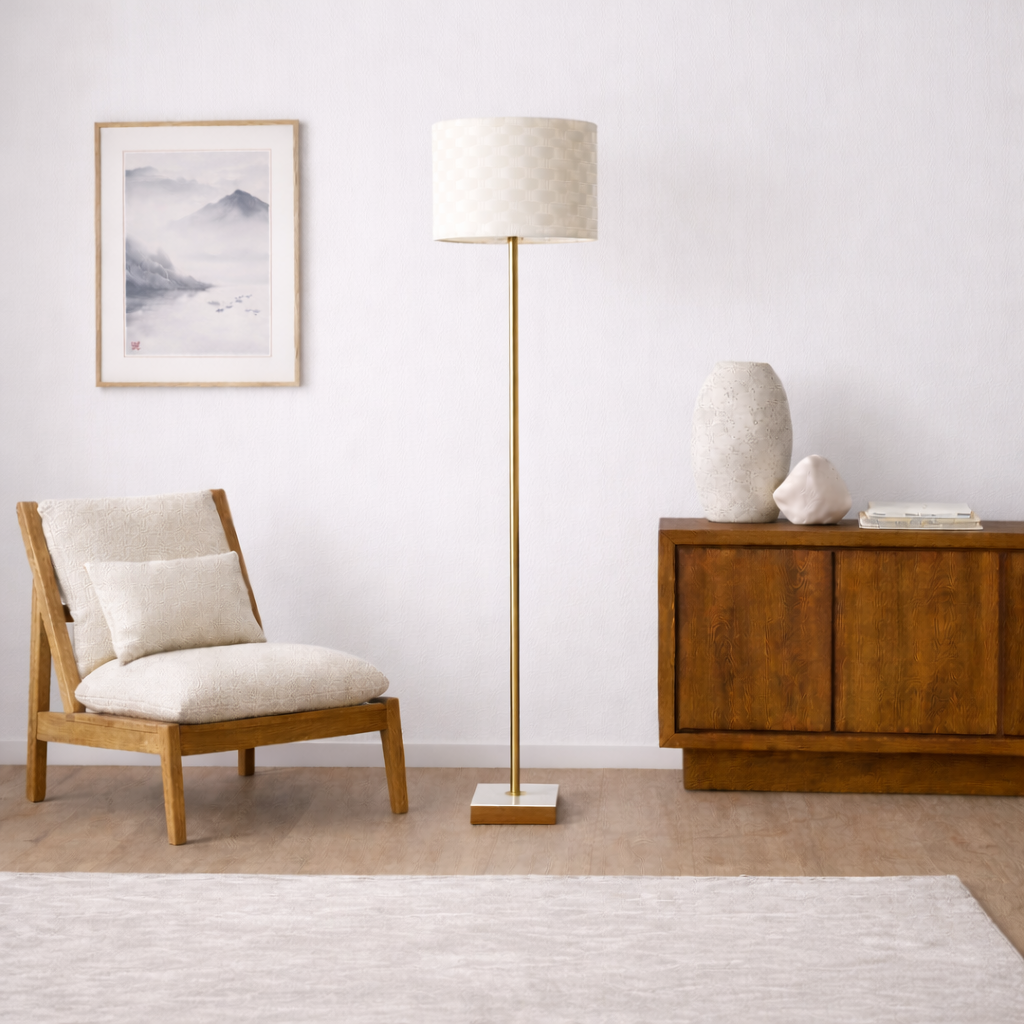 Pulsar Marble Base Floor Lamp - Dark Brown + White