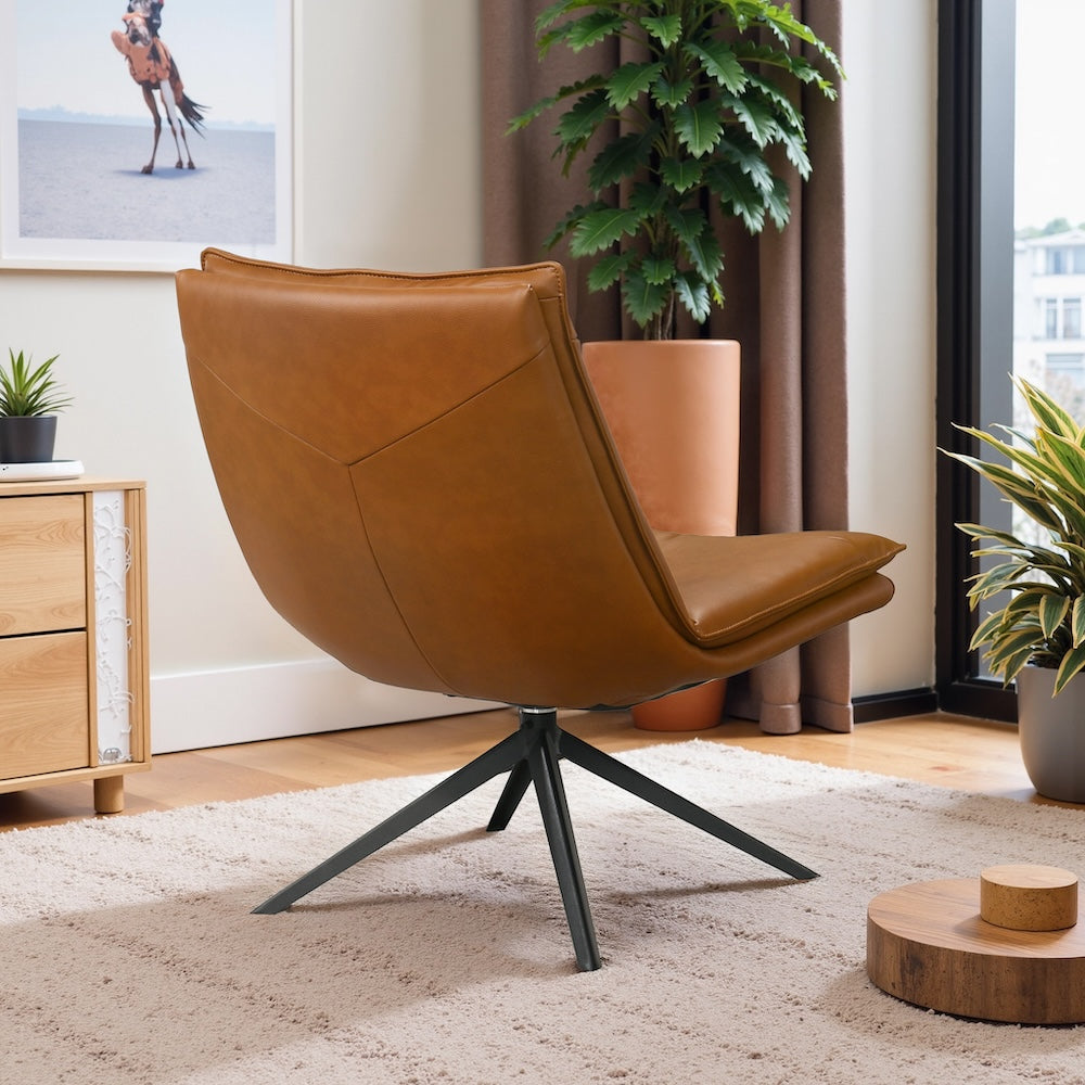Reese Cognac Vegan Leather Swivel Chair