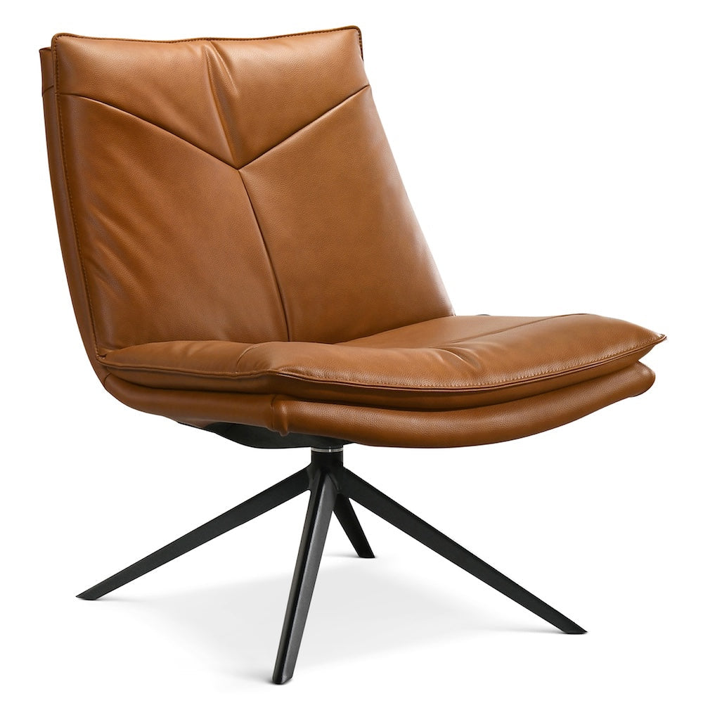 Reese Cognac Vegan Leather Swivel Chair