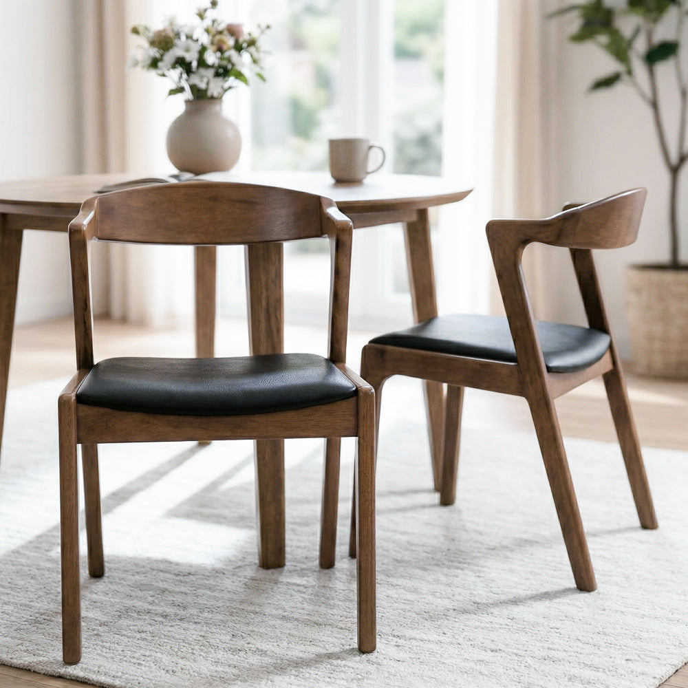 Reggie Dining Chair Black Leather - Set of 2
