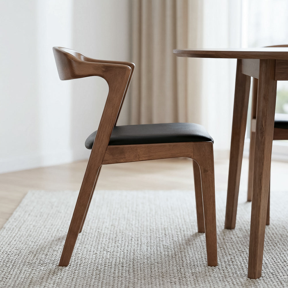 Reggie Dining Chair Black Leather - Set of 2