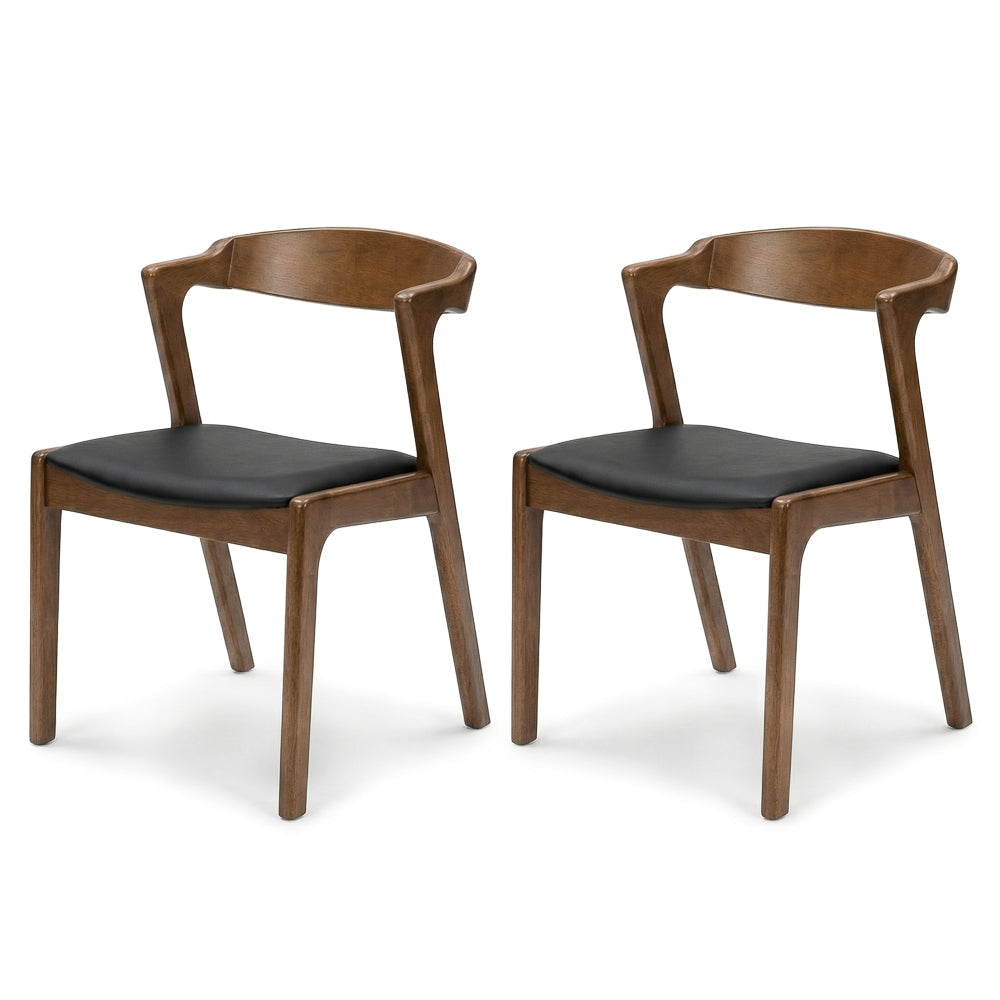 Reggie Dining Chair Black Leather - Set of 2