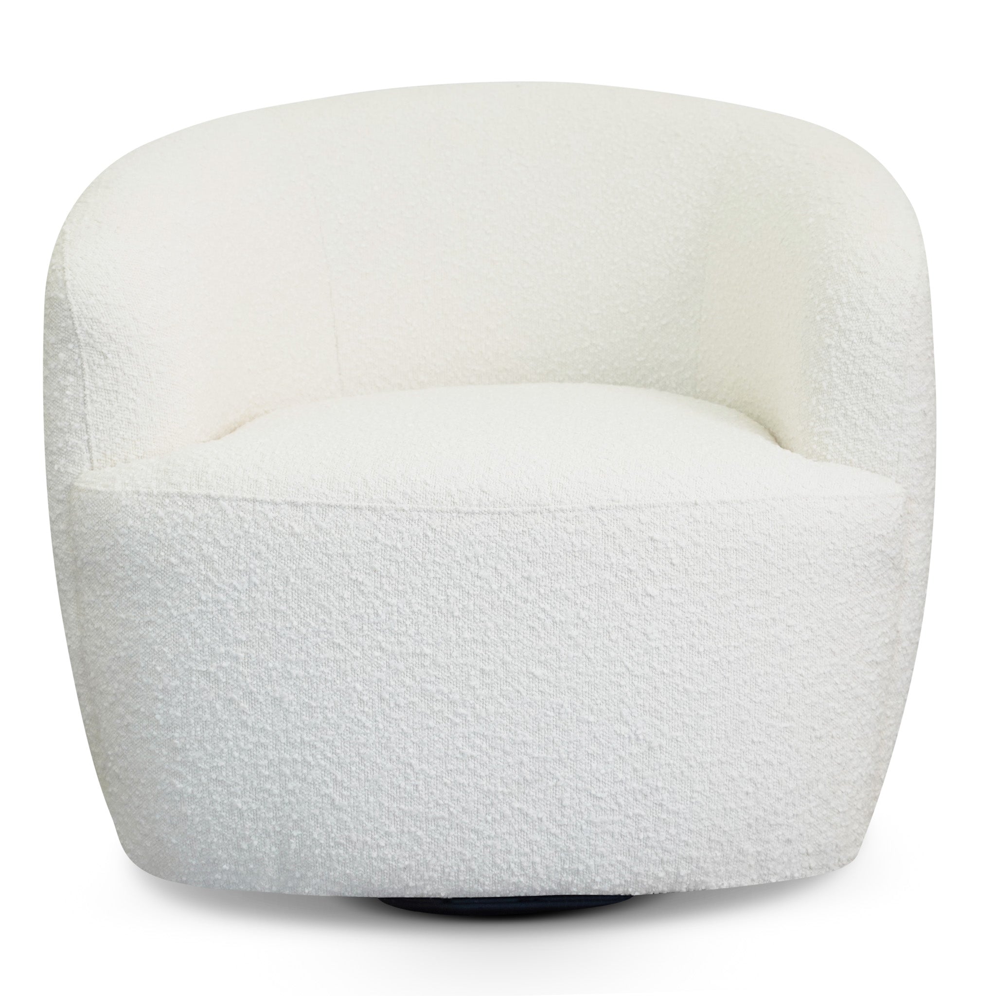 Rivet White Boucle Swivel Chair