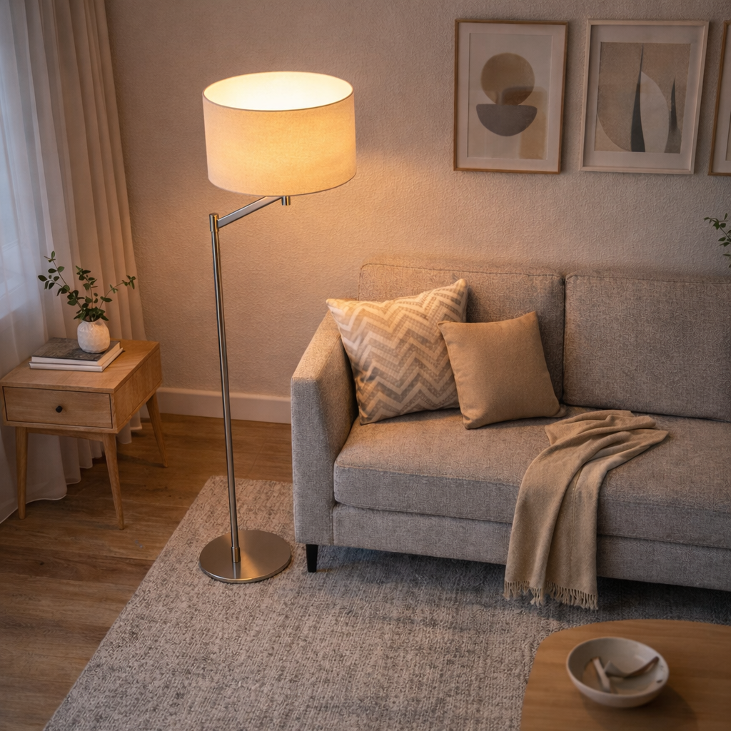 Serene Brushed Nickel Floor Lamp