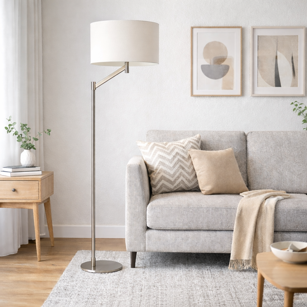 Serene Brushed Nickel Floor Lamp