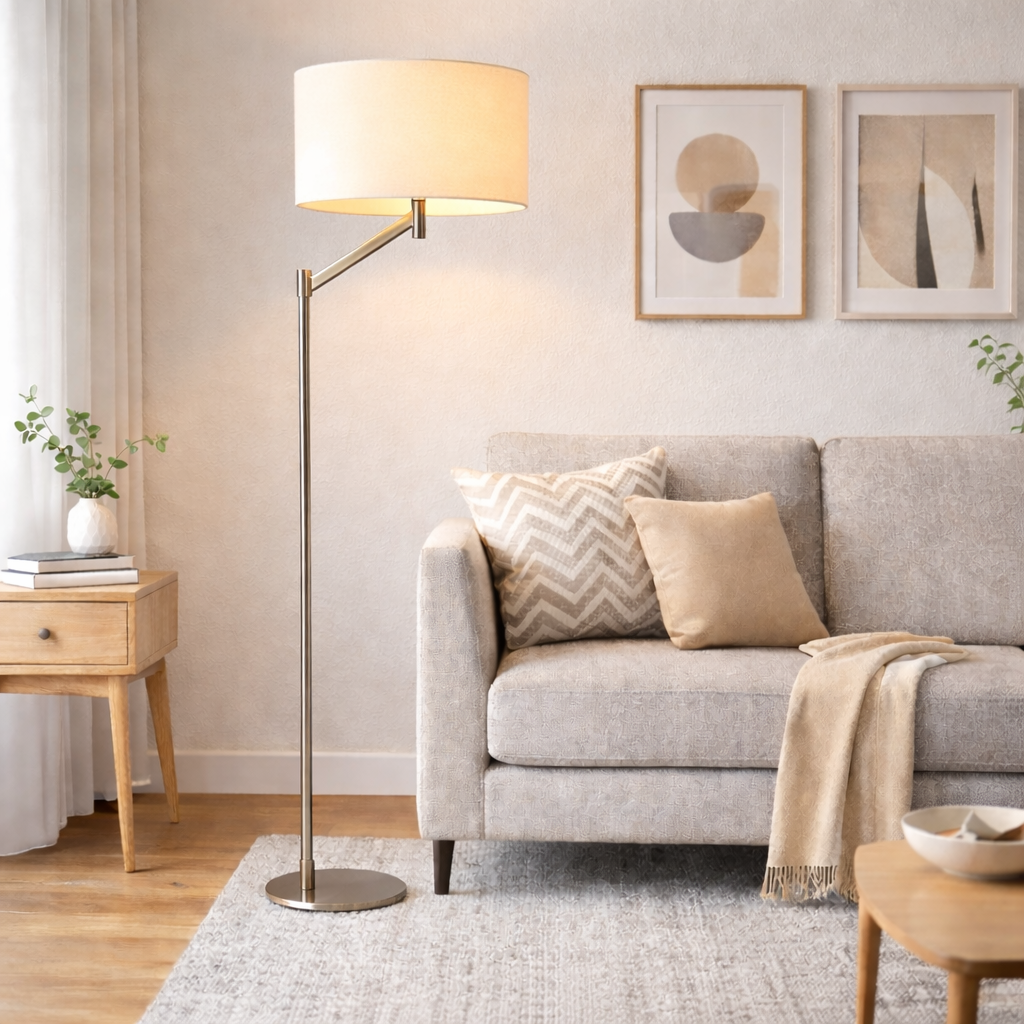 Serene Brushed Nickel Floor Lamp