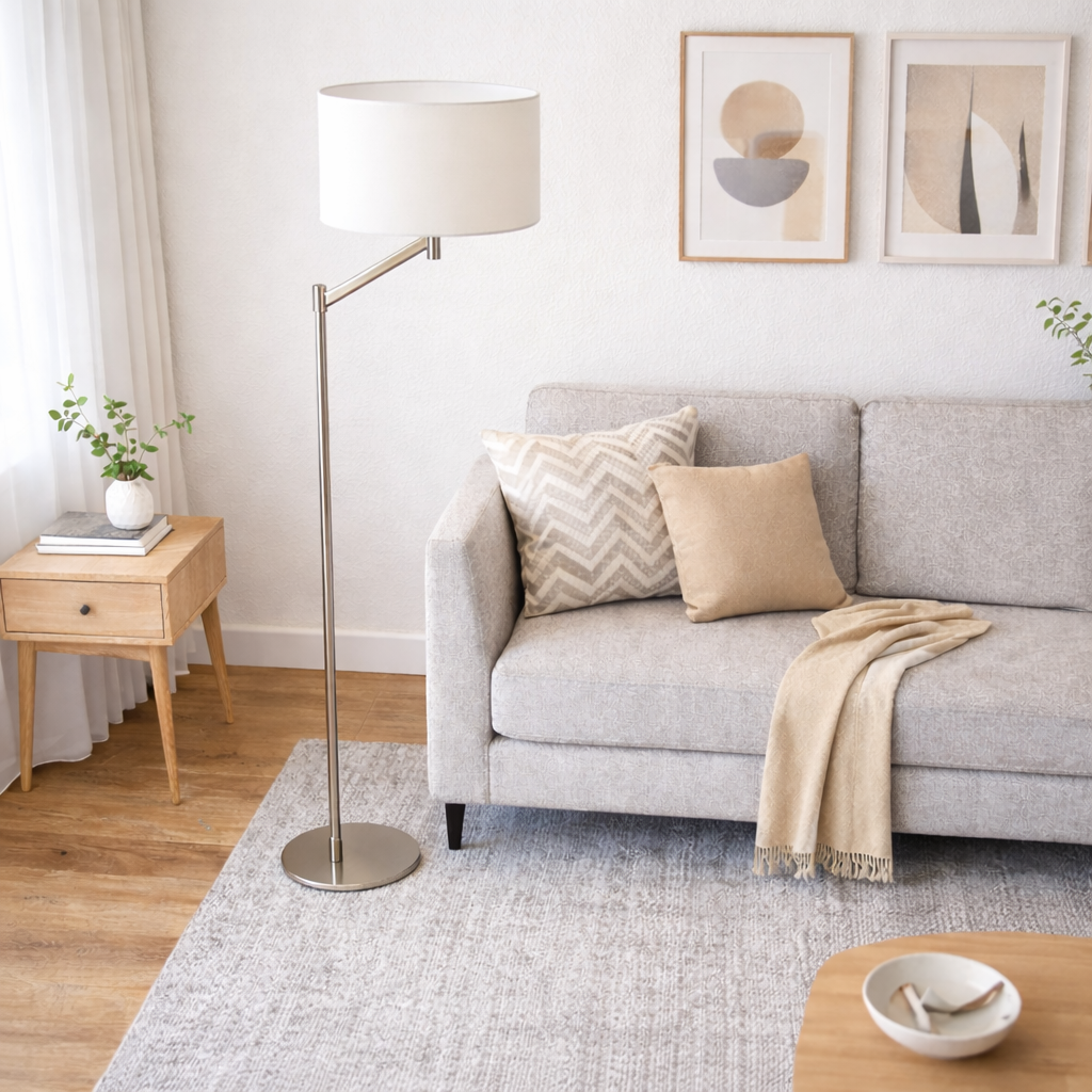 Serene Brushed Nickel Floor Lamp
