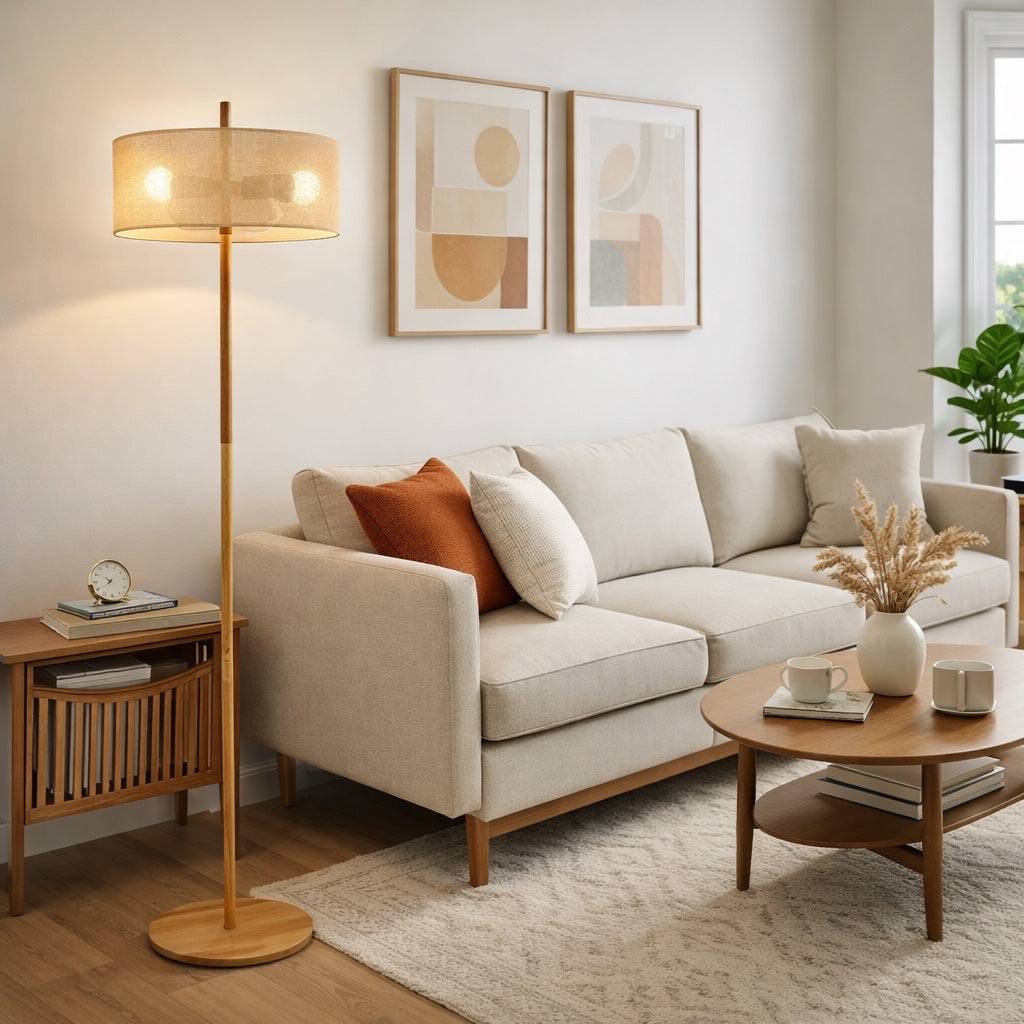 Shimmer Floor Lamp - Oak + Natural