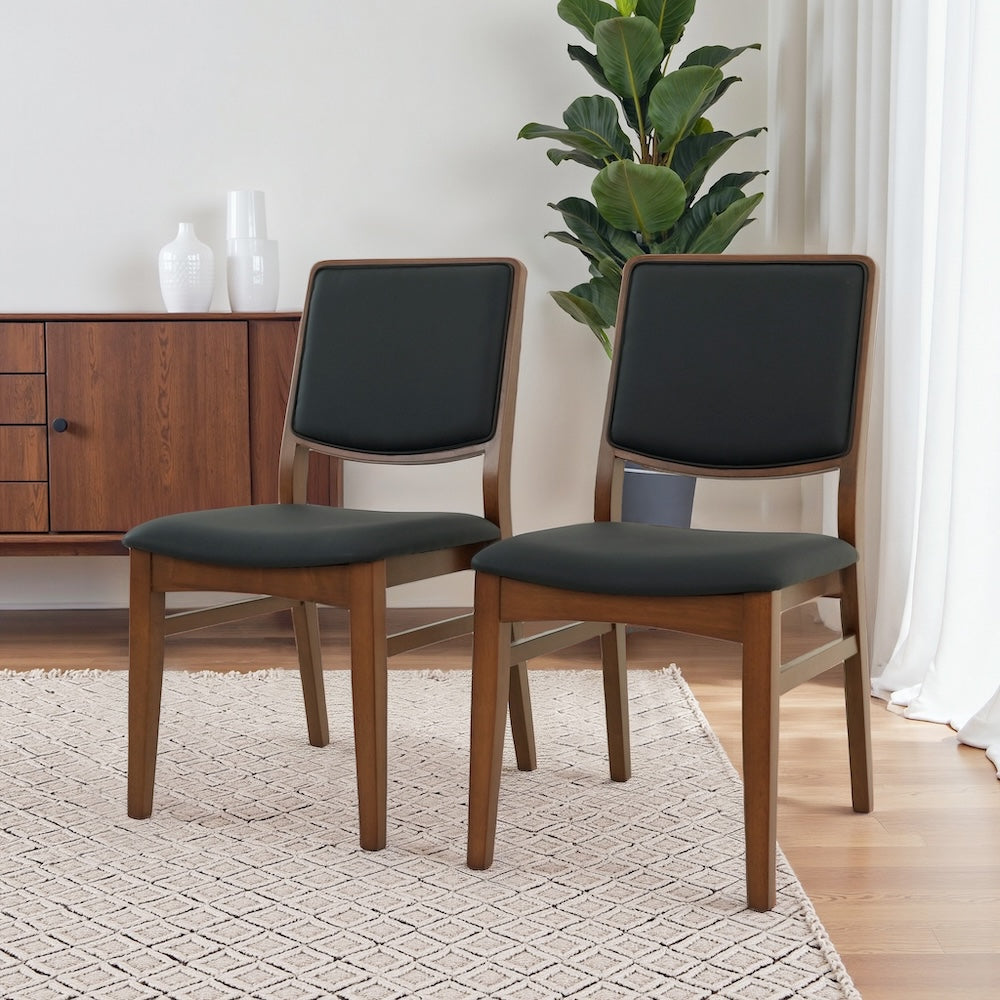 Sidera Black Vegan Leather Dining Chair Set of 2