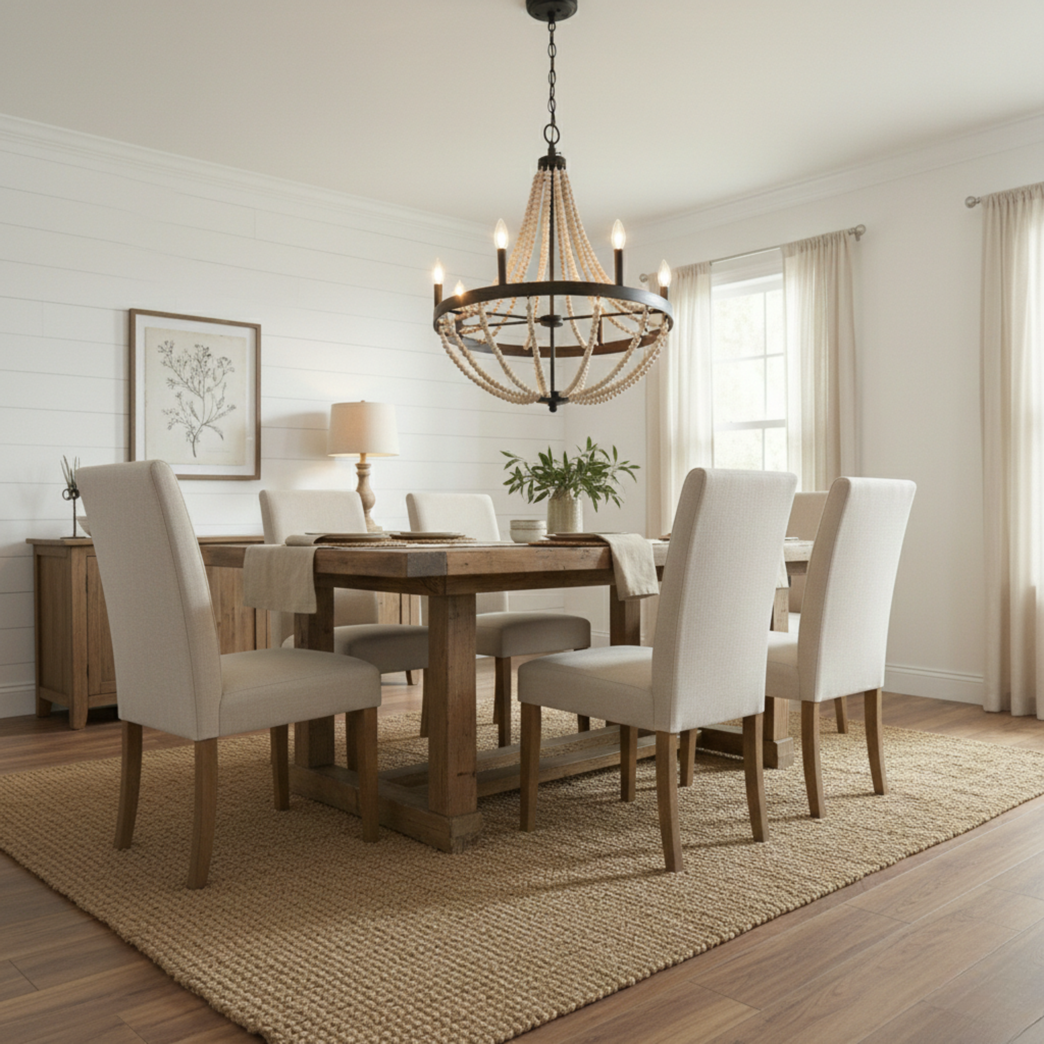Starry 6-Light Wood Beaded Chandelier