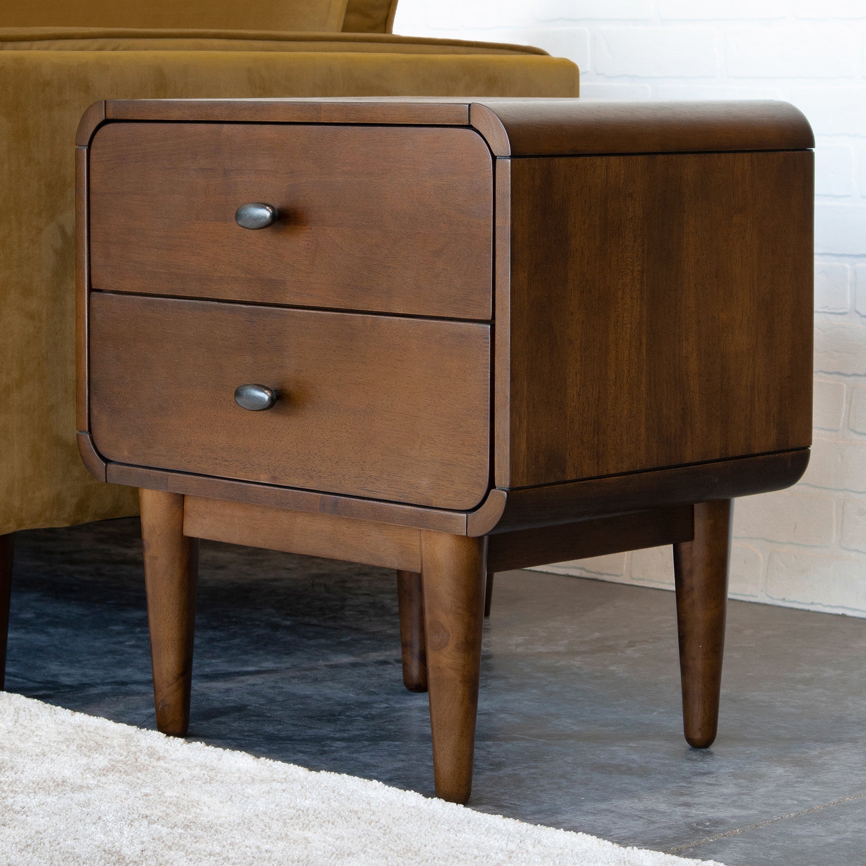Stein Walnut Mid Century Modern Style Nightstand