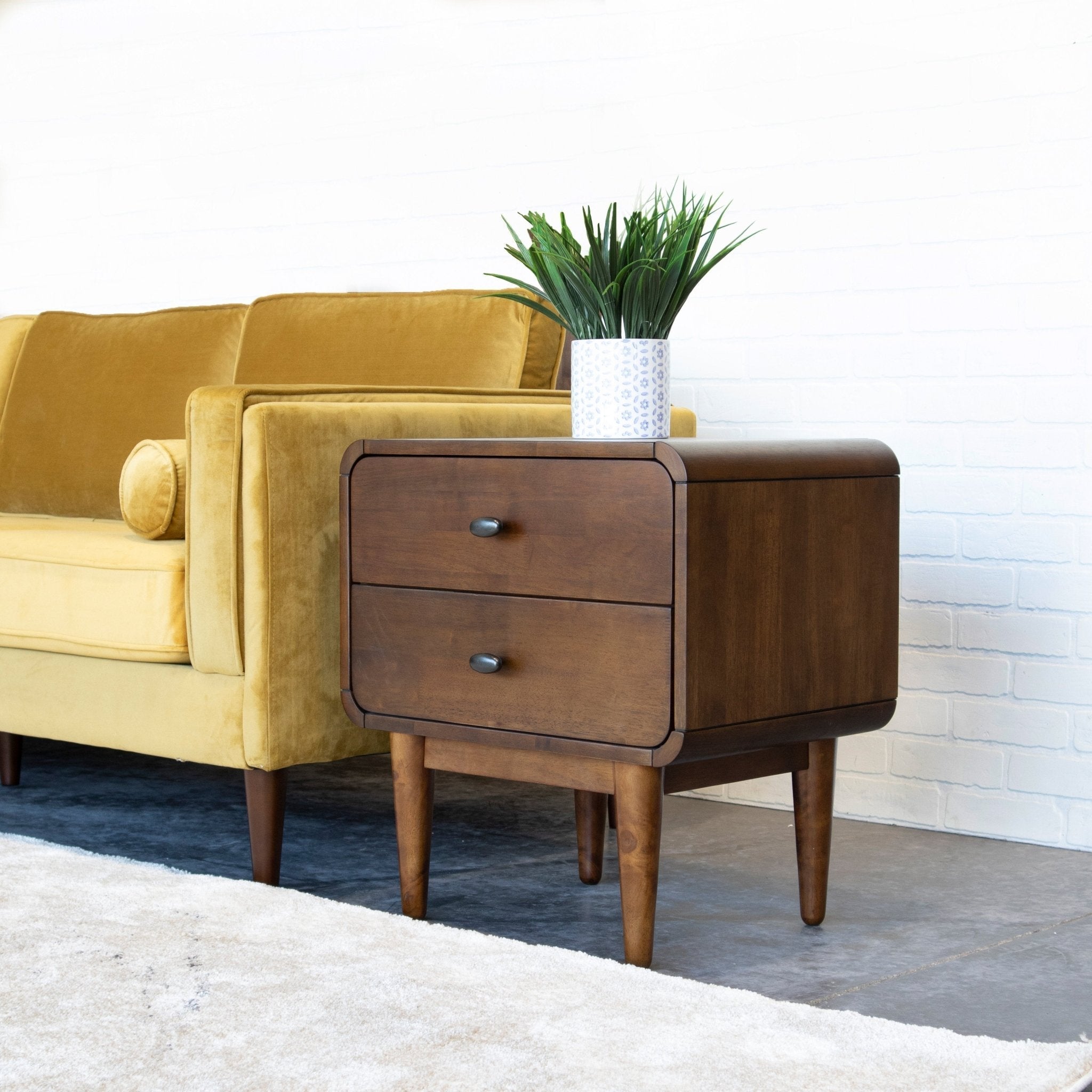 Stein Walnut Mid Century Modern Style Nightstand