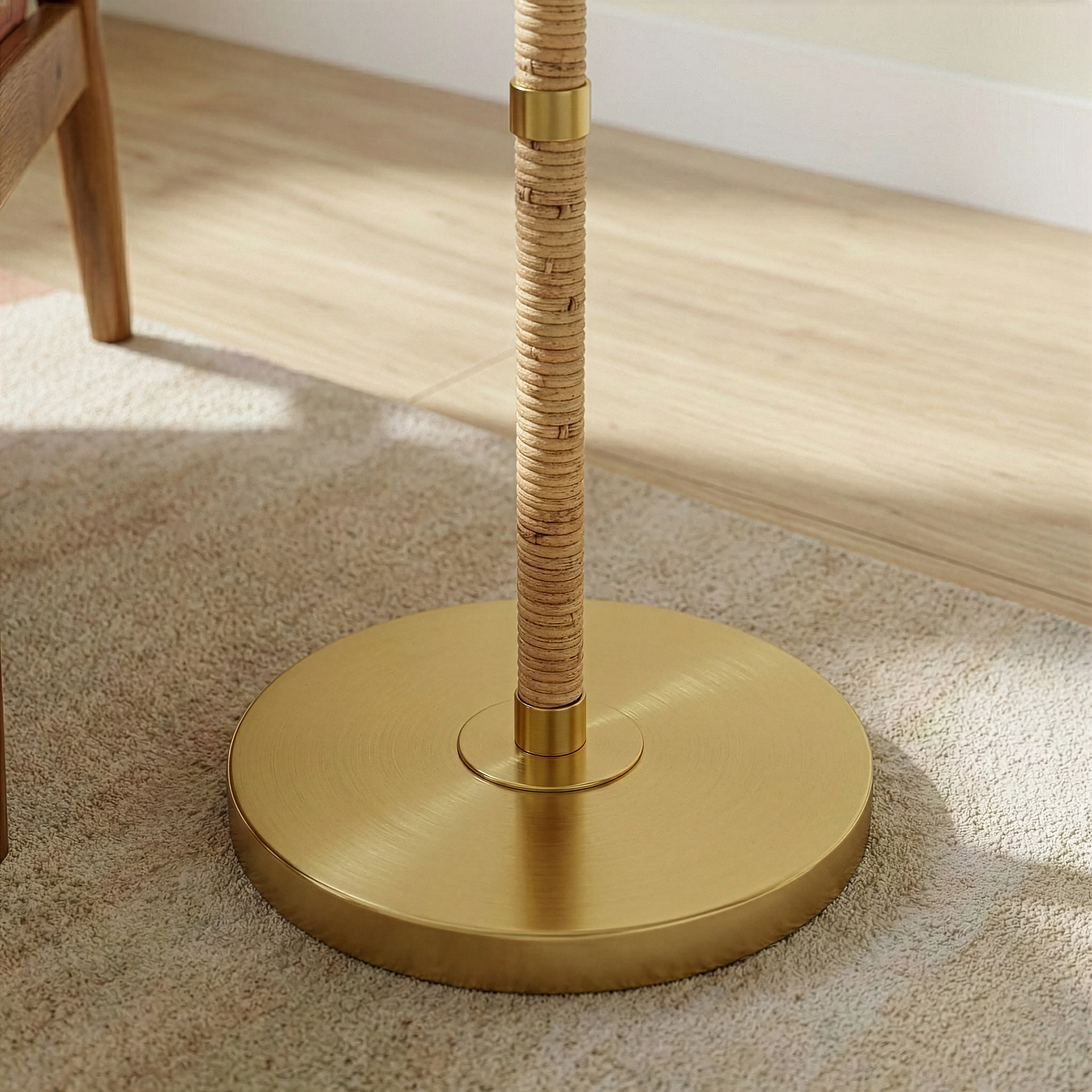 Stellar Wood Rattan Tube Floor Lamp