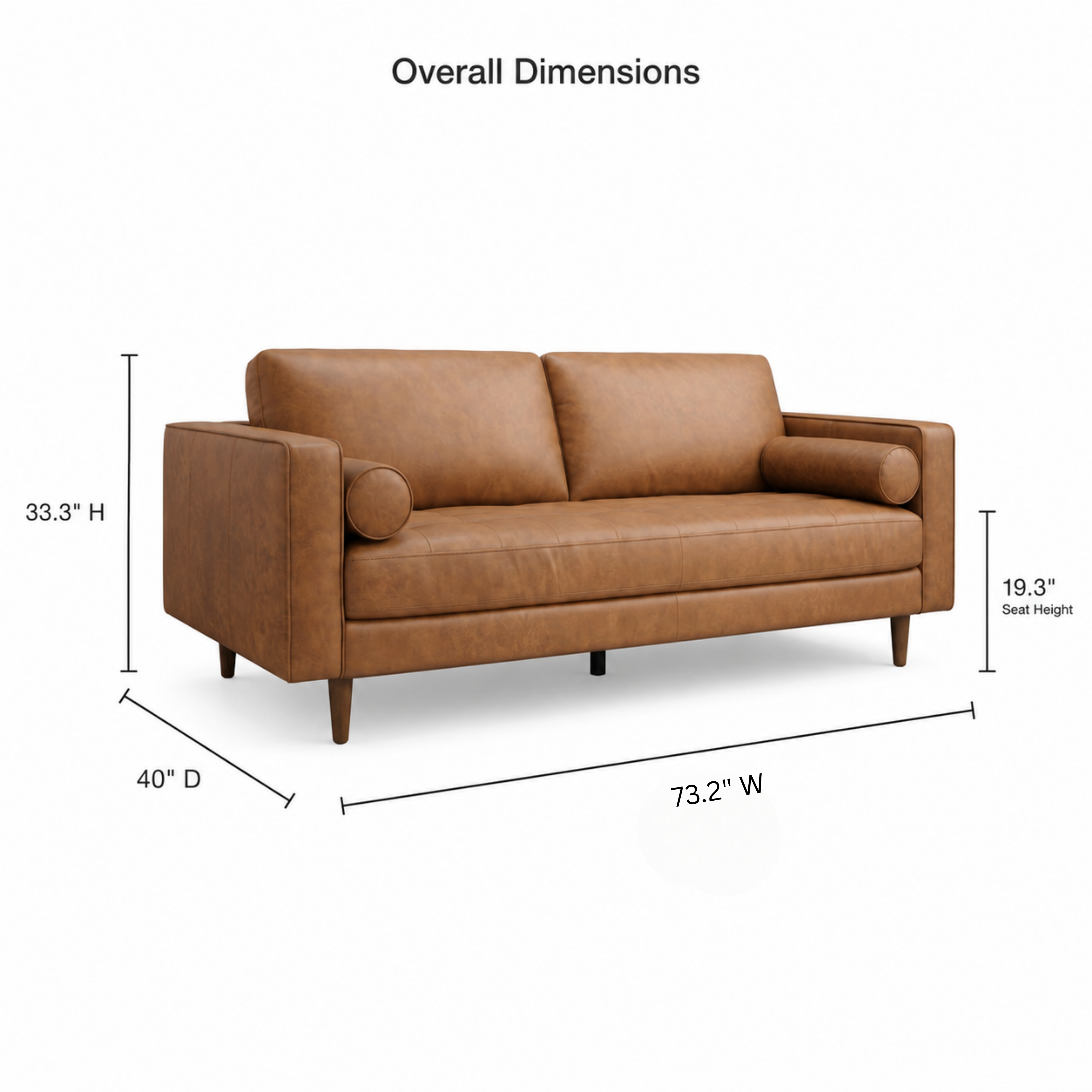 Tessa Genuine Tan Leather Compact Sofa