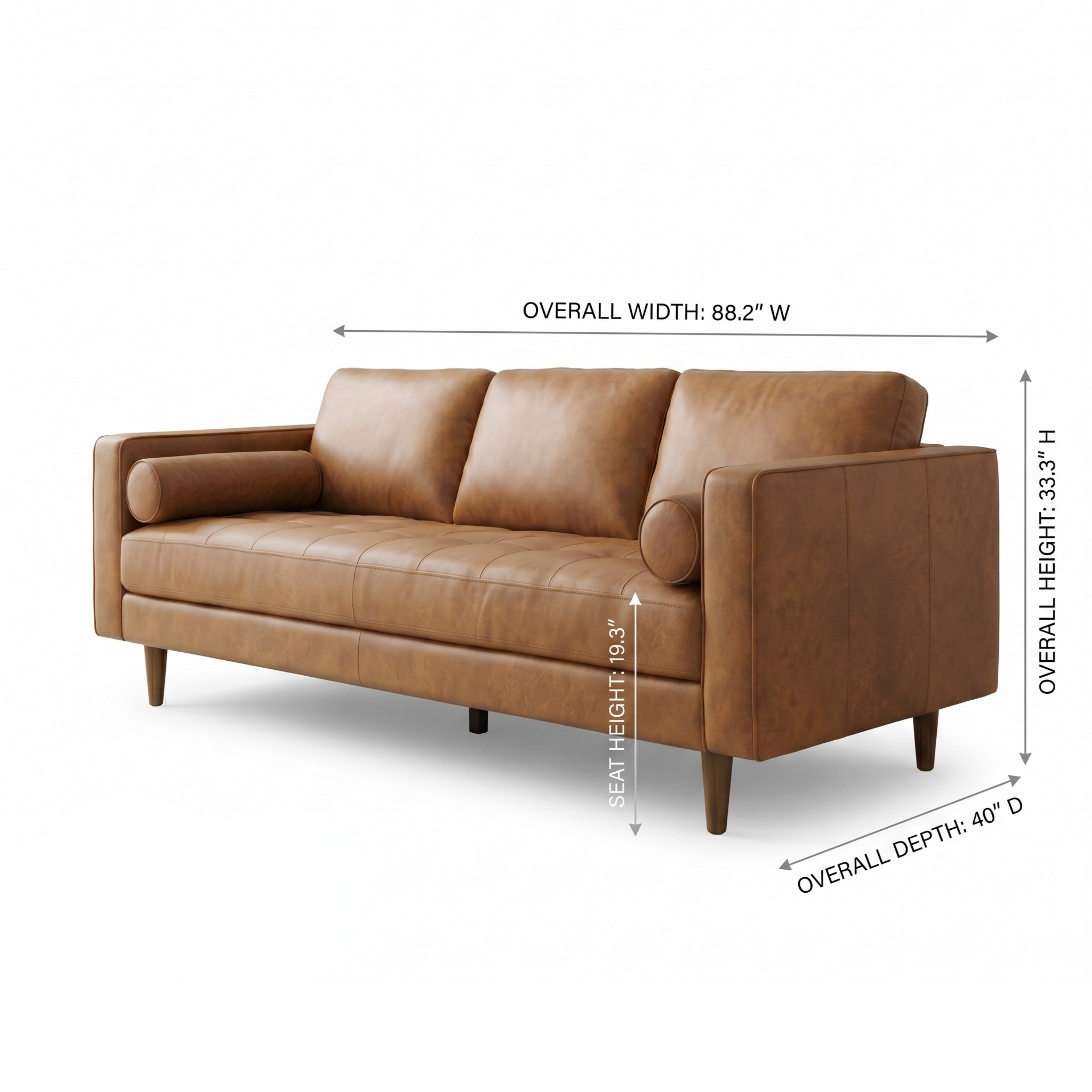 Tessa Genuine Tan Leather Sofa