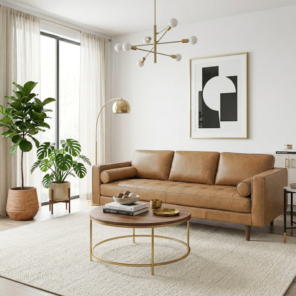 Tessa Genuine Tan Leather Sofa