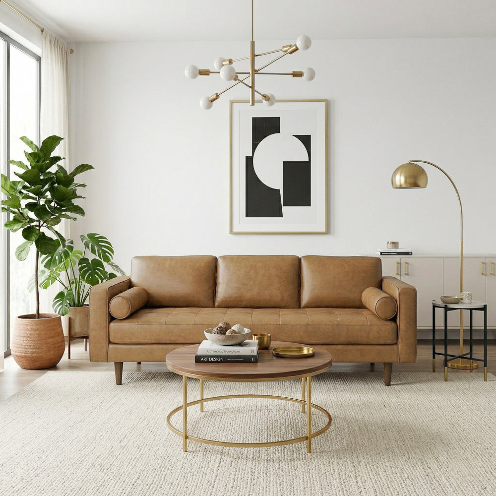Tessa Genuine Tan Leather Sofa