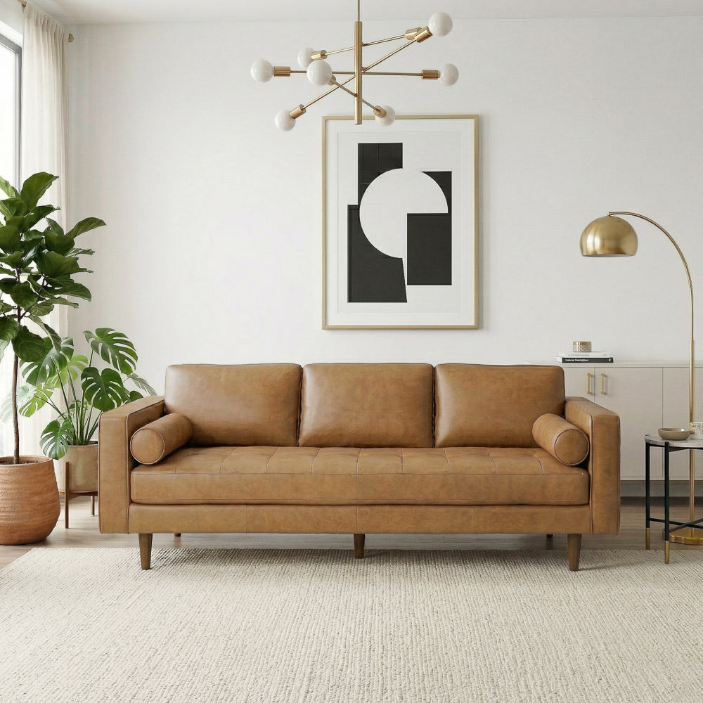 Tessa Genuine Tan Leather Sofa
