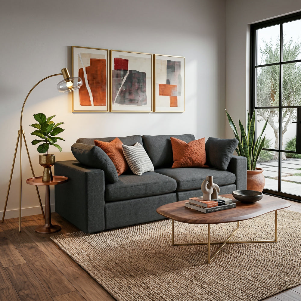 Texas Modern 2-Piece Modular Sofa - Dark Gray