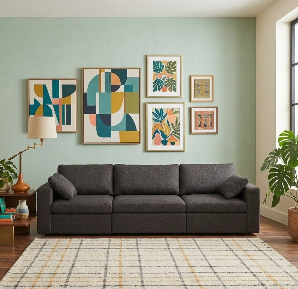 Texas Modern 3-Piece Modular Sofa - Dark Gray