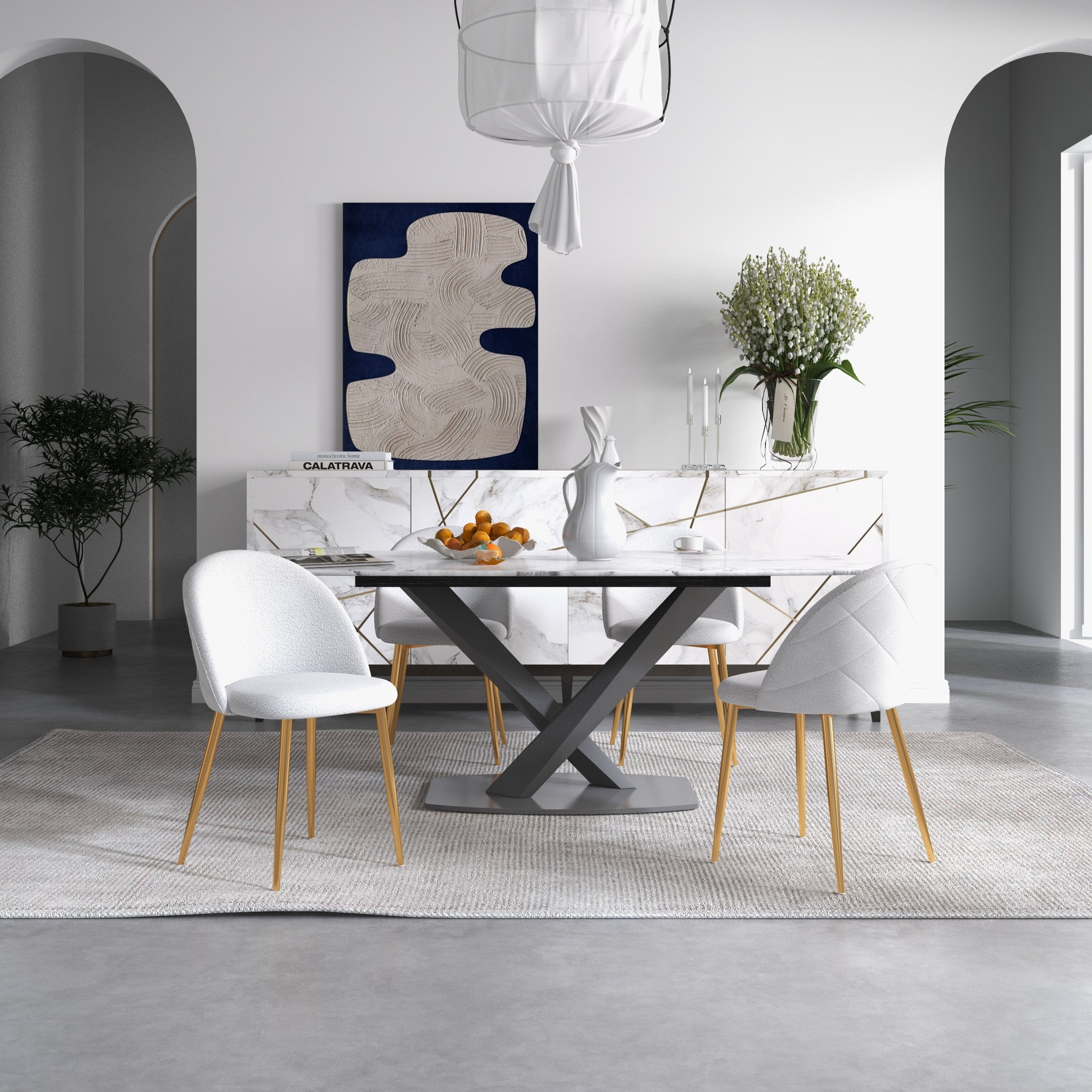 Vanessa Beige Boucle Dining Chair - Set of 2
