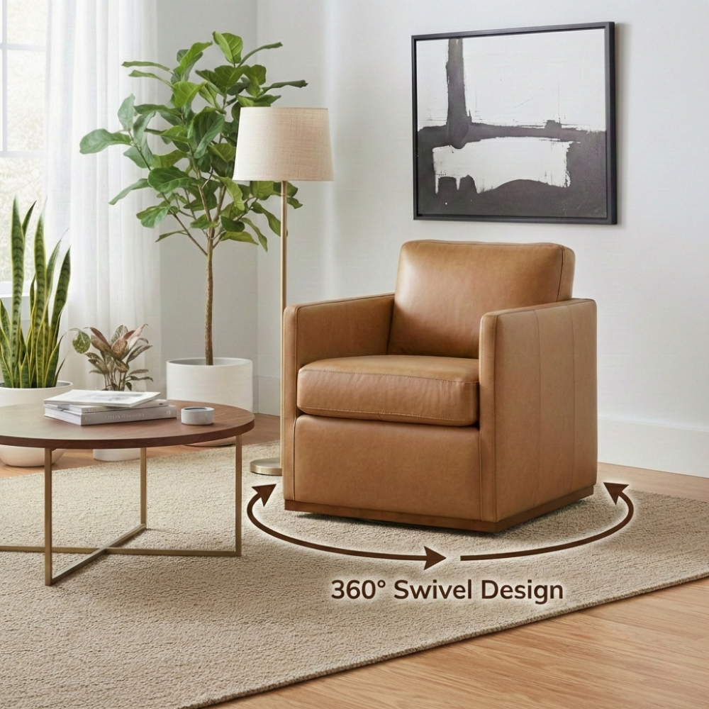 Victor Tan Leather Swivel Chair