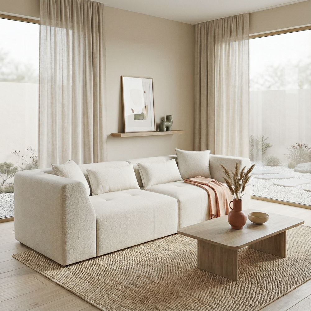 Victoria Beige Chenille Sofa
