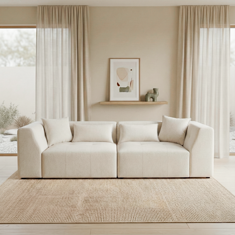 Victoria Beige Chenille Sofa