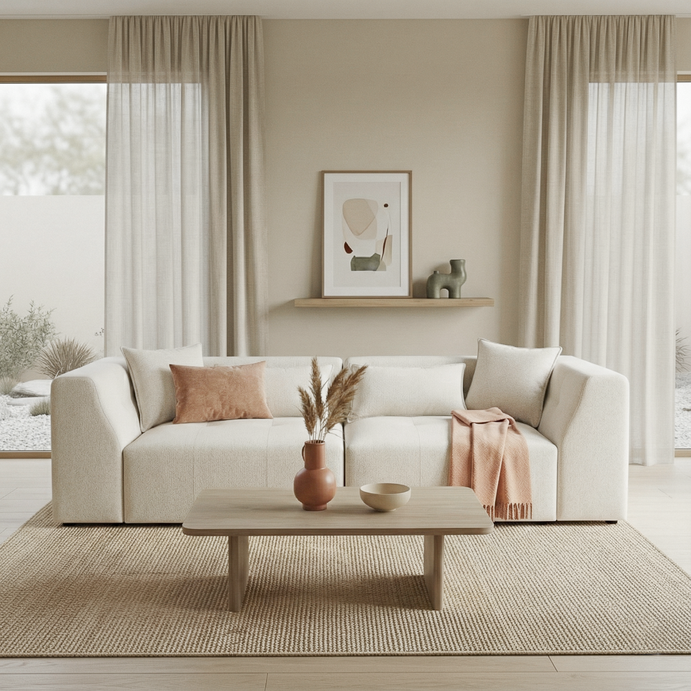 Victoria Beige Chenille Sofa