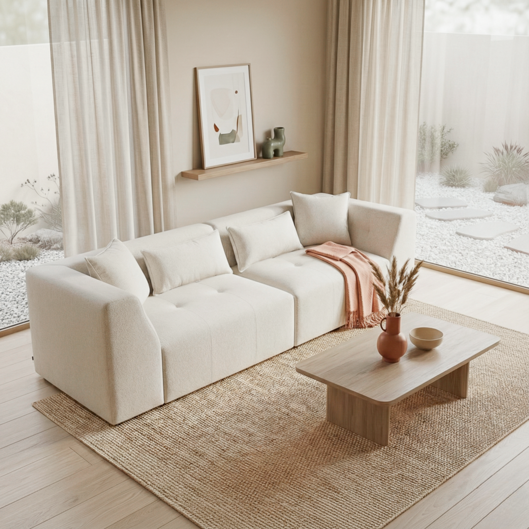 Victoria Beige Chenille Sofa